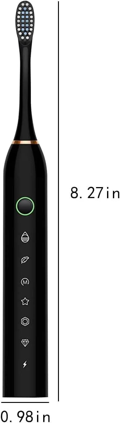 ARTSZY Elektryczna szczoteczka do zębów z 4 główkami szczoteczki, 6 trybami czyszczenia, inteligentnym zegarem, wodoodpornością IPX7, delikatnymi i skutecznymi czystymi zębami, ładowalną szczoteczką s