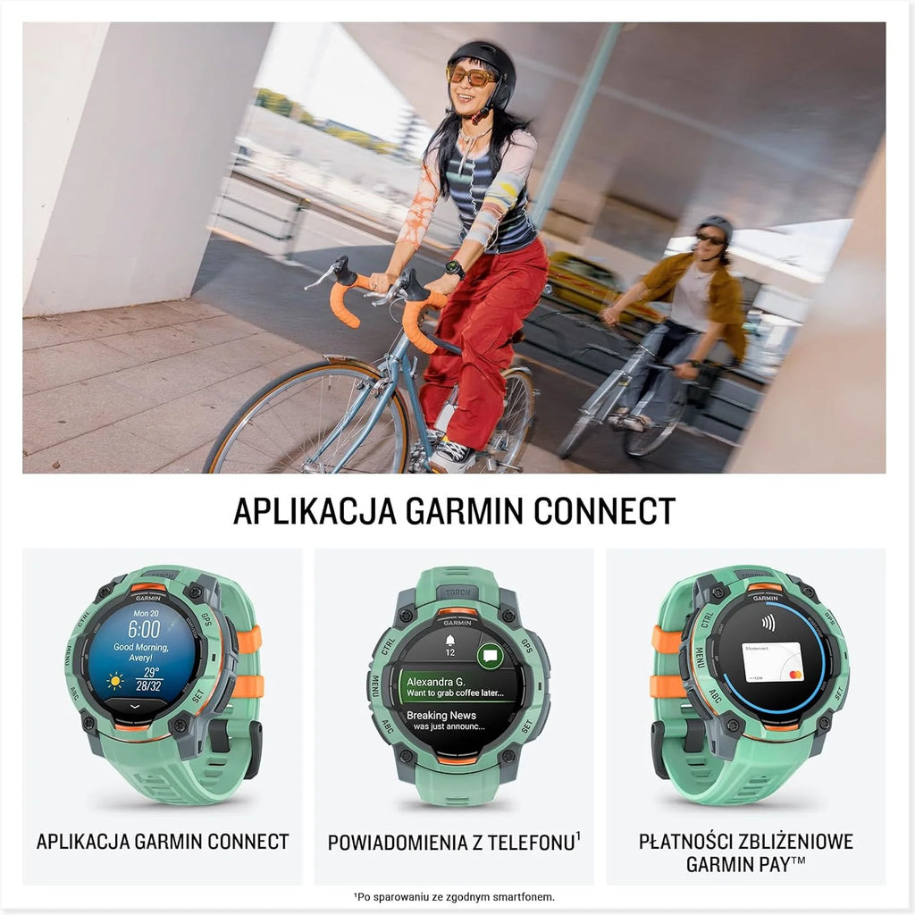 Garmin Instinct 3 SOLAR Wytrzymały Smartwatch GPS, 45 mm, Wbudowane Aplikacje Sportowe i Zdrowotne, Latarka LED, 10ATM, Sunburst