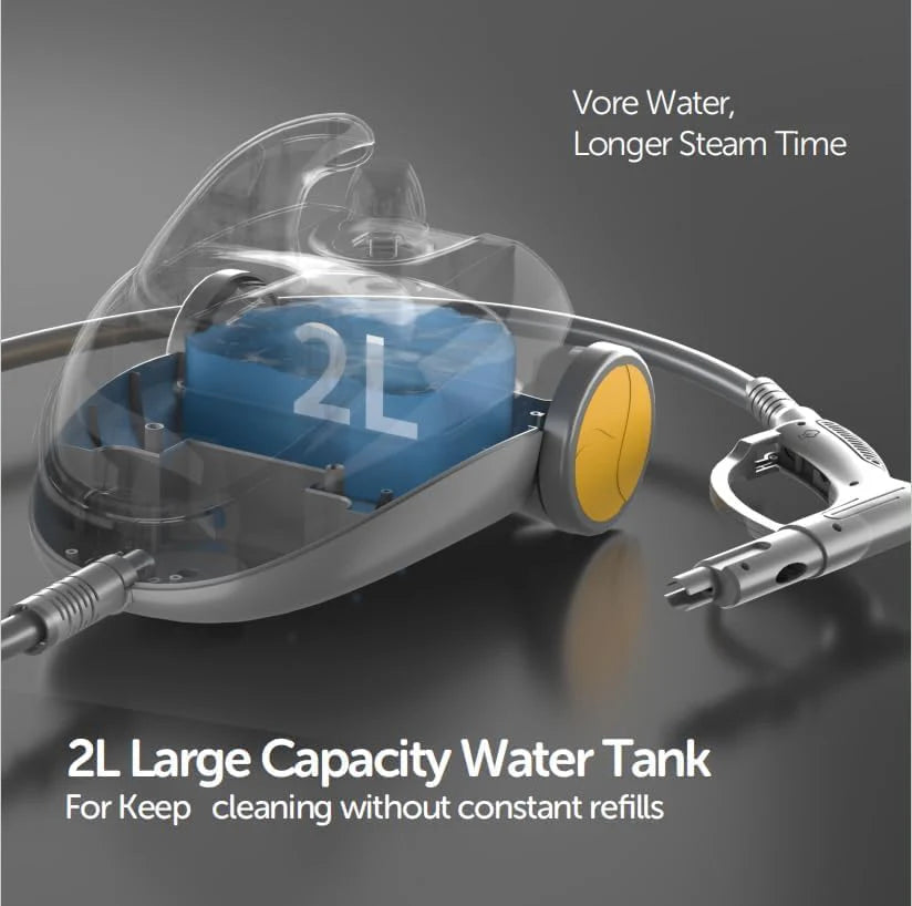 STEAMBOT Mop parowy 37 w 1 do domu i samochodu, zbiornik na wodę 2 l, wąż 1,3 m, głębokie czyszczenie parą do podłóg, płytek, fug, okien, kuchni, salonu, parowar wielopowierzchniowy