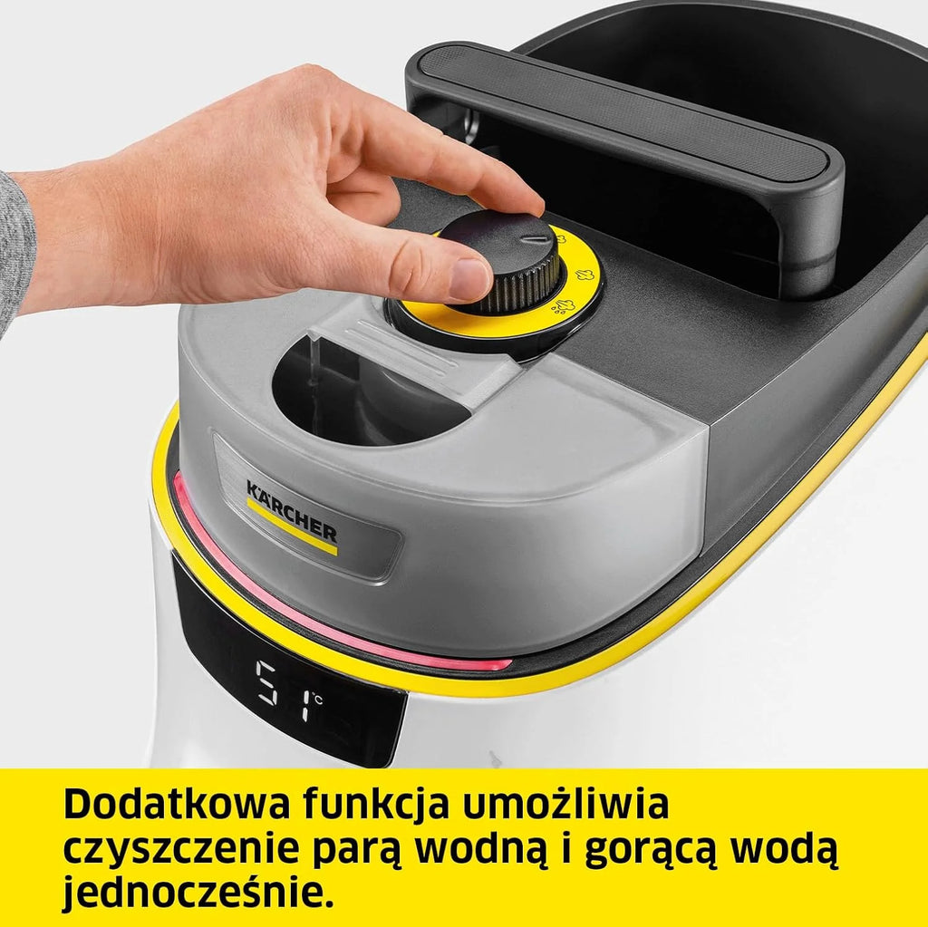 Kärcher Parownica SC 5 Deluxe Signature Line z Funkcją VapoHydro, 4 Bary, Czas Nagrzewania 3 min, Zbiornik: 0,5 l i 1,3 l, Zestaw do Podłóg