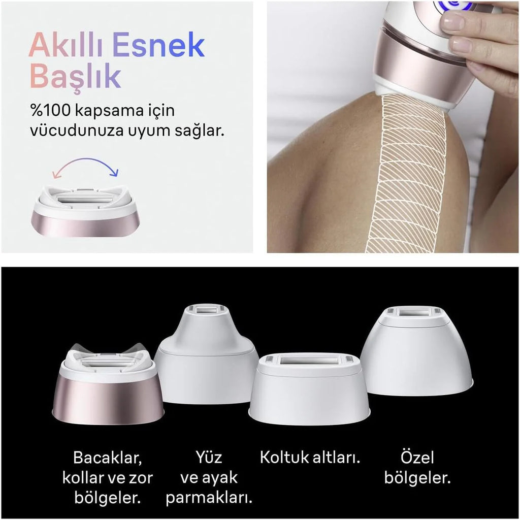 Braun Lumiere Pulsee Intelligent Skin i·expert PL7431, biały i brązowy - domowa alternatywa dla lasera, przewodowa, z kieszenią, brzytwą Gillette Venus, 4 głowice, podłączony do aplikacji