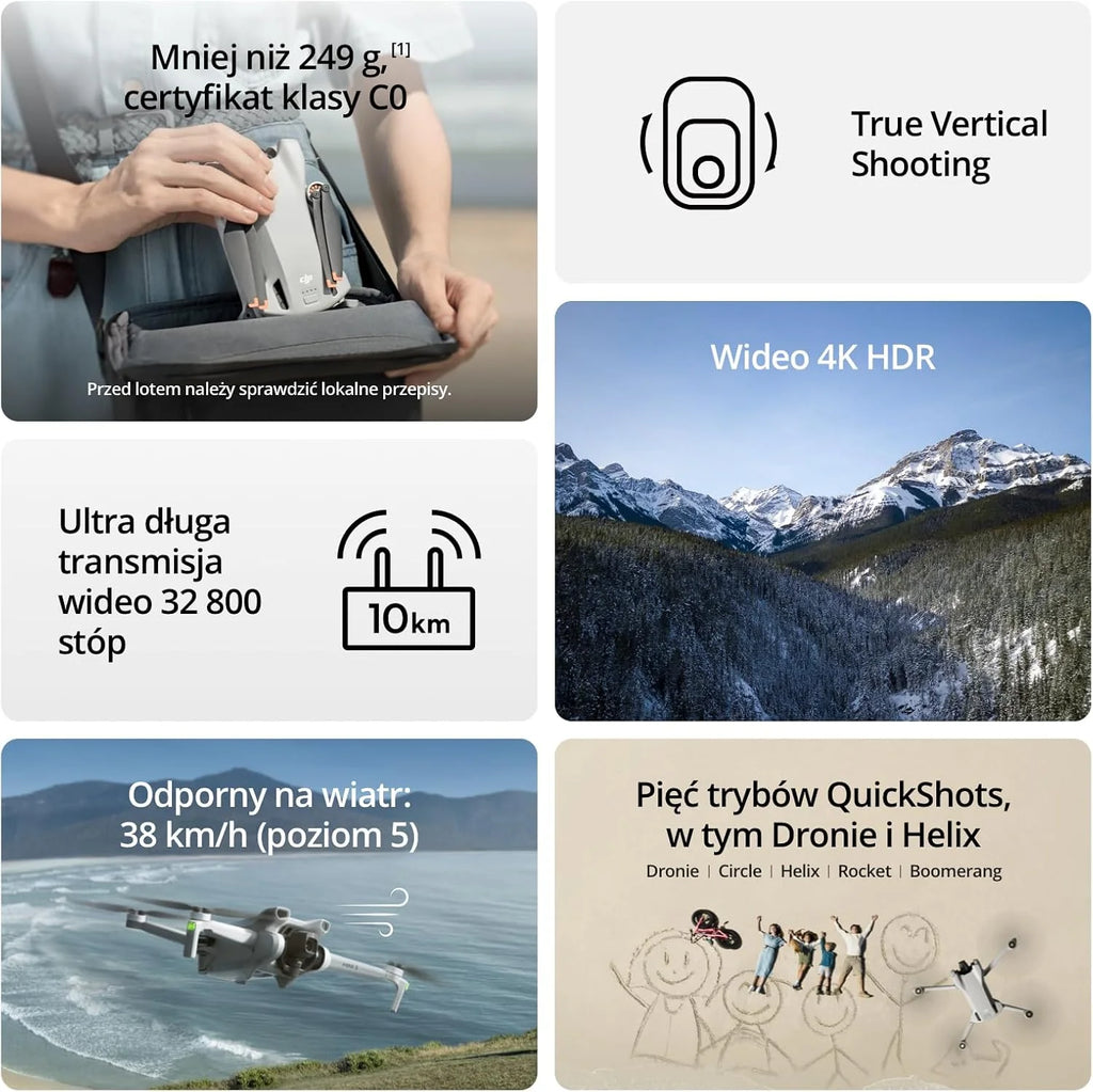 DJI Mini 3 Fly More Combo(DJI RC) Lekki i Składany Dron z Minikamerą z Opcją Nagrywania Wideo w Jakości 4K HDR, 38-Minutowym Czasem Lotu, True Vertical Shooting i Inteligentnymi Funkcjami, C0