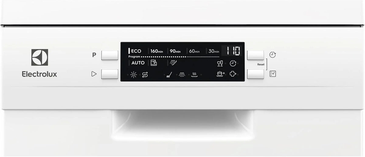Electrolux Zmywarka, 45 cm, ESS42220SW, 9 sztućców, SatelliteClean Series 600, silnik inwerterowy, wyświetlacz cyfrowy, 8 programów, ExtraHygiene, AirDry, biały