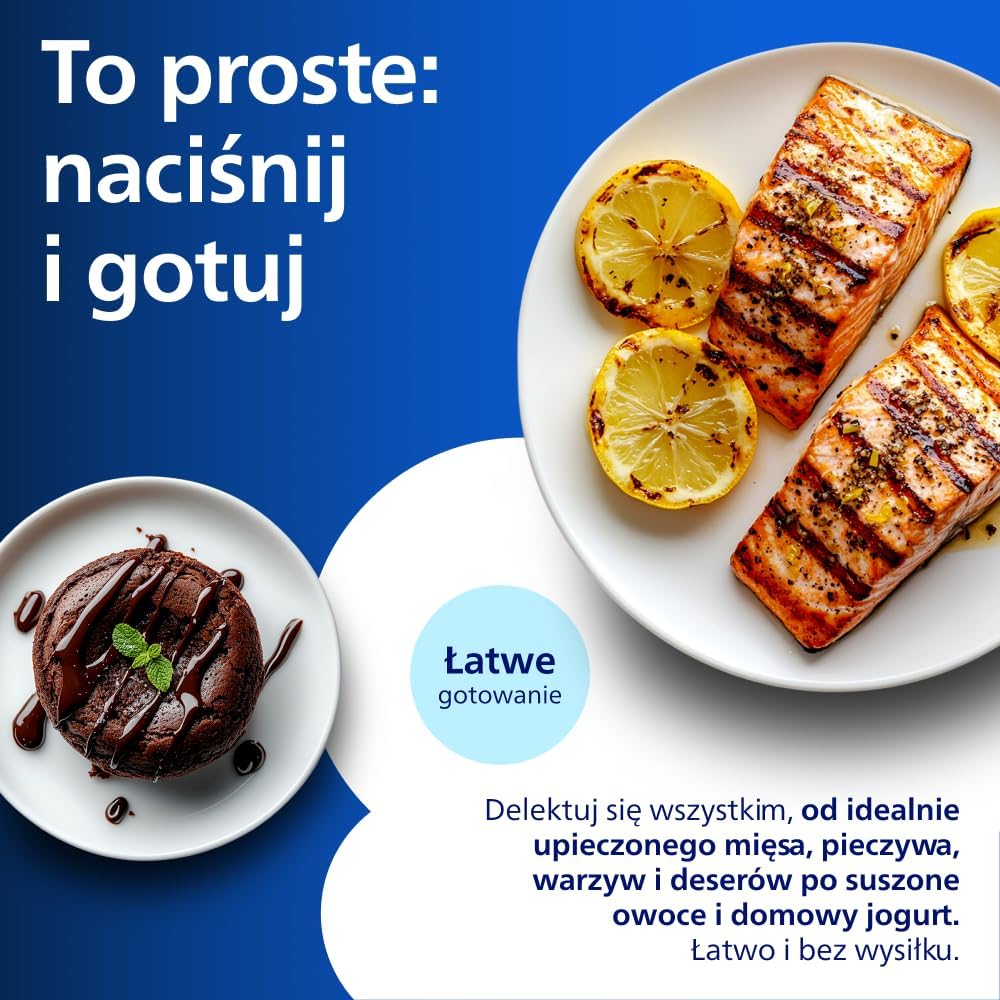 Philips Airfryer Ovi serii 5000 Megabasket z parą - Steamfry, Gotowanie na parze i Airfry, 28 metod gotowania; 9,5 l w Megabasket lub 3 l + 6 l w podwójnym koszu, RapidAir, czyszczenie parą (NA565/00)