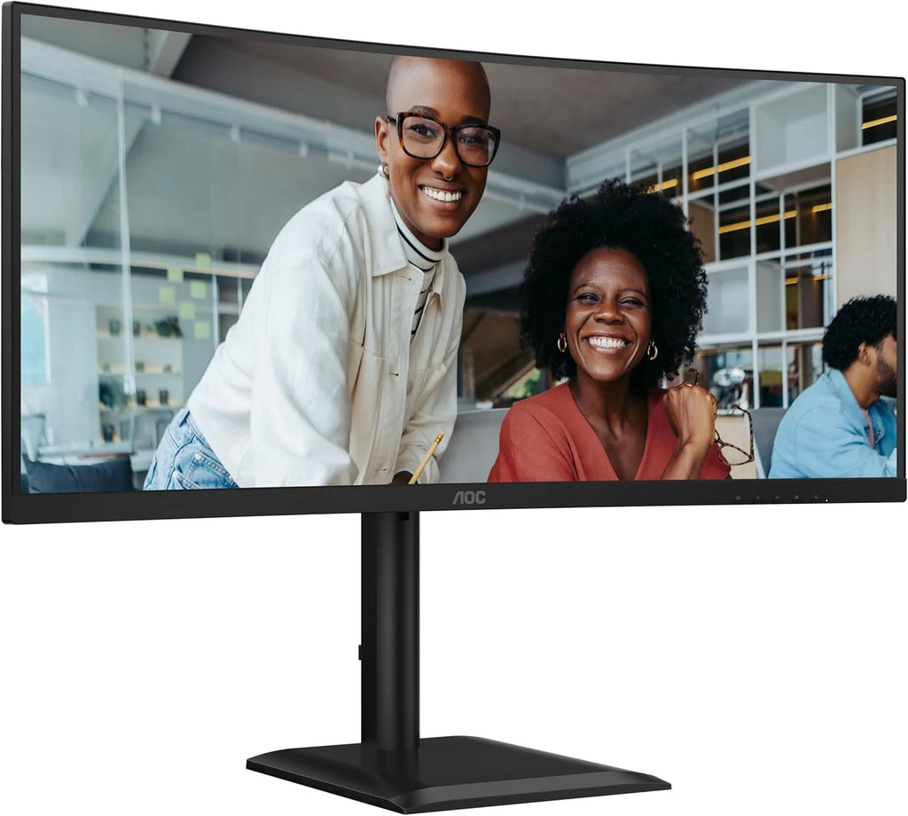 AOC WQHD CU34E4CV 34-calowy monitor, 120 Hz, VA, 4 ms, synchronizacja adaptacyjna, HDR Ready/HDR10, regulacja wysokości, głośniki (3440 x 1440, 2 porty HDMI 2.0, 1 port DP 1.4, koncentrator USB