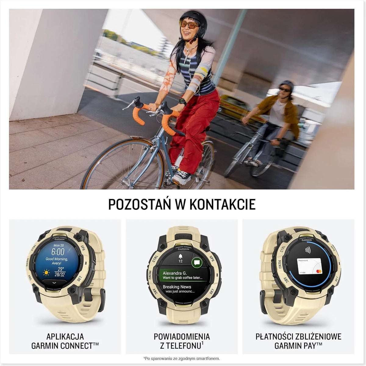 Garmin Instinct 3 SOLAR Wytrzymały Smartwatch GPS, 45 mm, Wbudowane Aplikacje Sportowe i Zdrowotne, Latarka LED, 10ATM, Sunburst