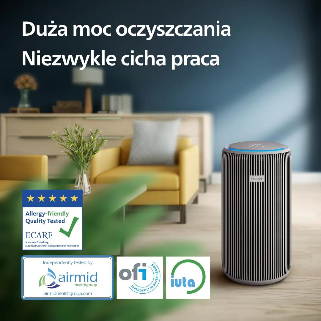Philips Oczyszczacz powietrza z serii 4200, HEPA NanoProtect + podwójny filtr z aktywnym węglem, CADR 600 m³/h dla 156 m², bardzo cichy, inteligentny i energooszczędny (AC4221/11)