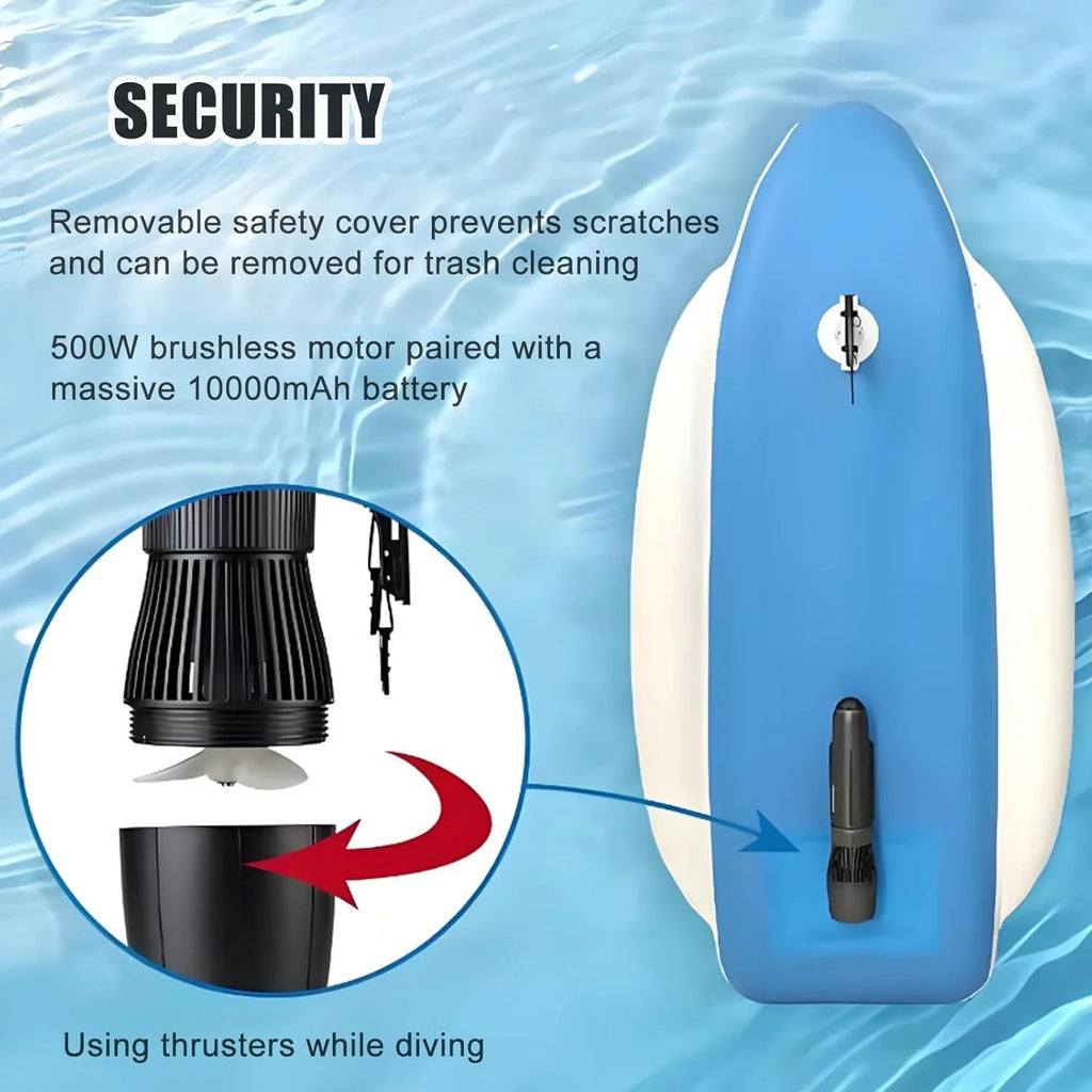 Najlepszy Skuter Wodny Z Rurką I Pontonem:Silnik Do Skutera Podwodnego O Mocy 500 W,3-9 Km,10000 Mah (130 Min),10 Prędkości, Pilot Zdalnego Sterowania,Maks.Głębokość 40 M Boat+Scooter