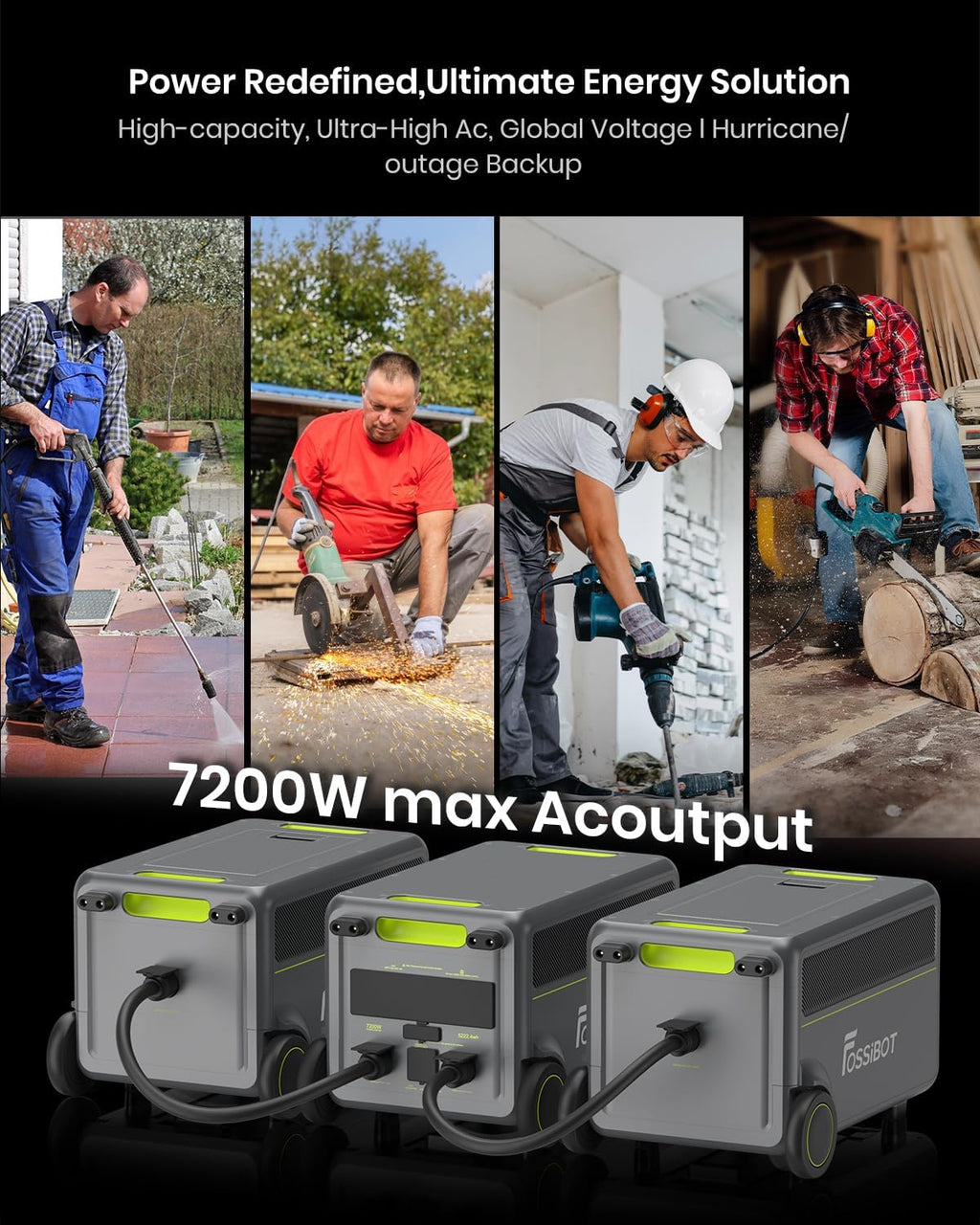 FOSSiBOT - POLSKA F2400, Przenośna stacja zasilająca 2048 Wh/2400W LiFePO4 UPS Generator słoneczny, 5-letnia gwarancja