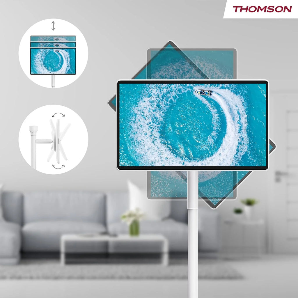 Thomson Go Plus Pro 27-calowy (69 cm) 4K UHD Inteligentny Ekran Dotykowy, Android, Sterowanie Głosowe, Hotspot, Bateria 9000 mAh, Kamera 5MP, Subwoofer, WiFi 6, Bluetooth, Przenośny Stojak