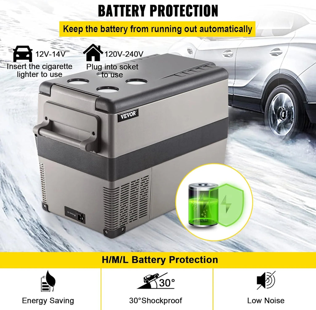 VEVOR Przenośna lodówka elektryczna 80 W, 12/24 V, wydajne chłodzenie -20℃ - 20℃ z niskim poziomem hałasu 45 dB, do samochodów i kamperów (55 l)