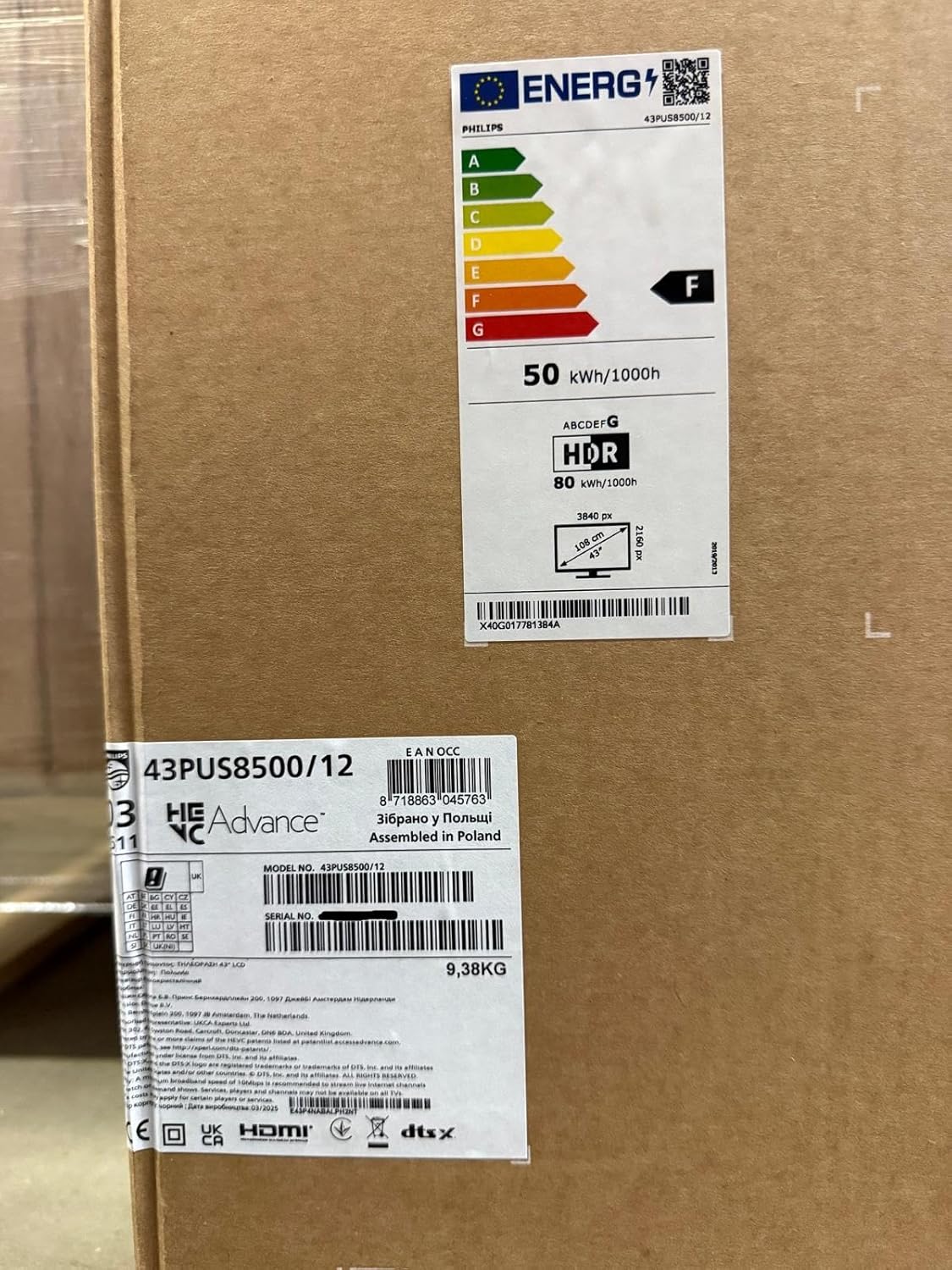 Philips Ambilight 43PUS8500 4K LED Smart TV - 43-calowy ekran z platformą Pixel Precise Ultra HD, Titan OS i dźwięk Dolby Atmos, kompatybilny z Alexa i Google Voice Assistant