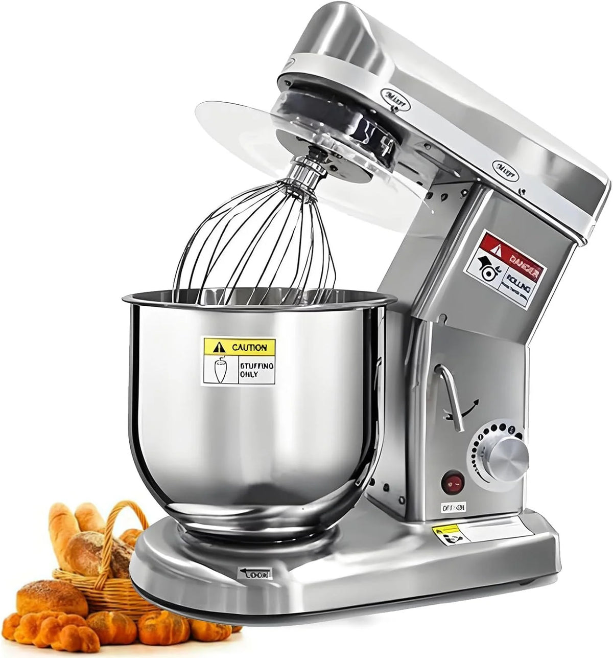 Komercyjny mikser kuchenny z hakiem do ciasta i mieszadłem, mikser stojący ze stali nierdzewnej o mocy 300 W/500 W, pojemność 5 l/7 l/10 l, 3-biegowy elektryczny mikser do ciasta StainlessSteel-7L