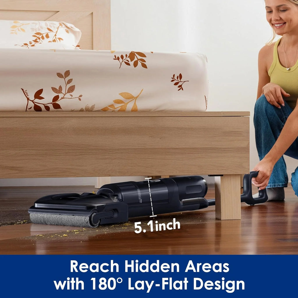 Tineco Floor ONE S7 Stretch Ultra Bezprzewodowy Odkurzacze na sucho i mokro, zapobiegająca splątaniu 180°, czas pracy 50 minut, samooczyszczanie Flashdry 85℃, dwustronne czyszczenie krawędzi