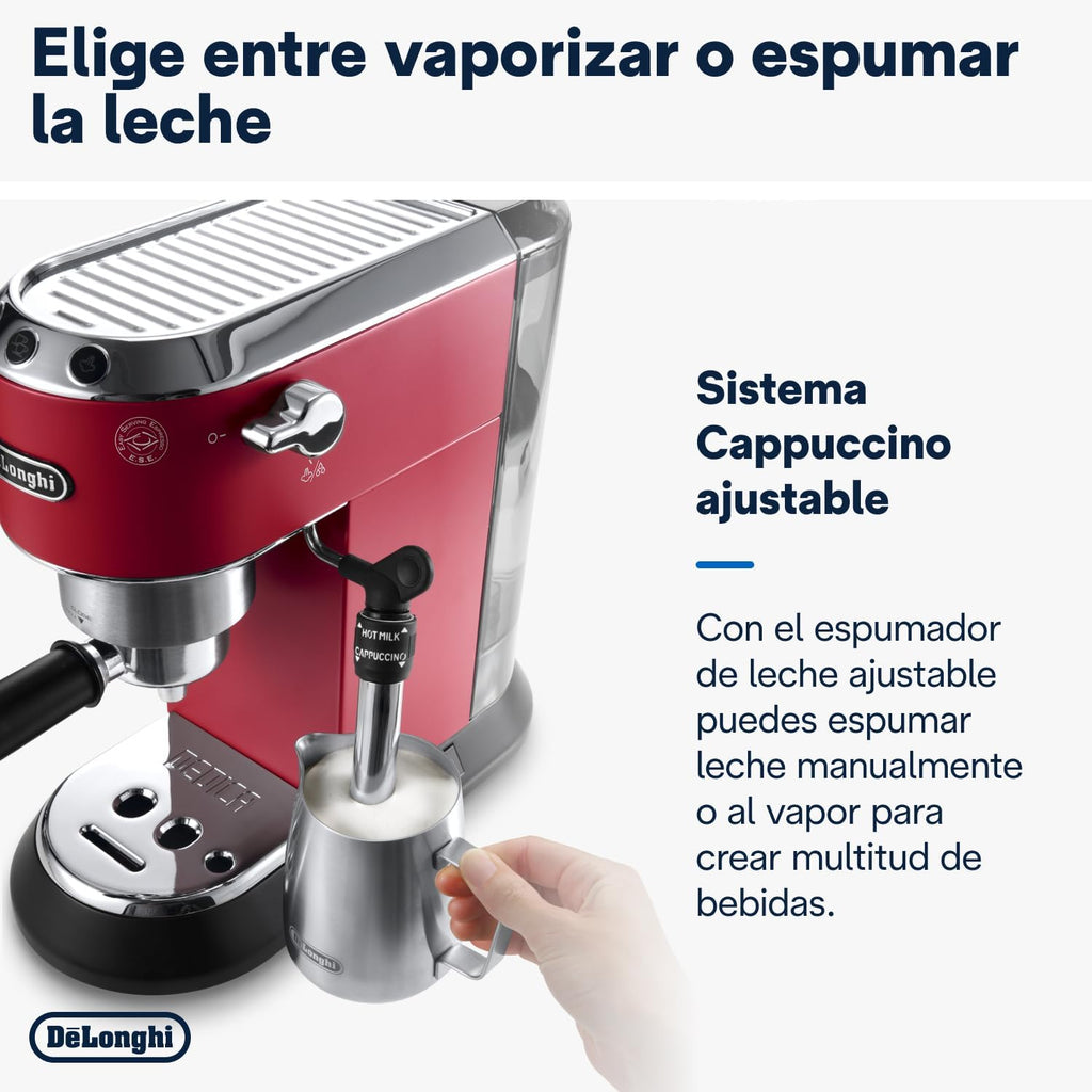 De'Longhi Dedica – Ekspres do kawy ze stali nierdzewnej z pompką do kawy mielonej lub na kapsułki, espresso i cappuccino, zbiornik 1,3 litra, system zapobiegający kapaniu, model EC685.M, kolor metaliczny
