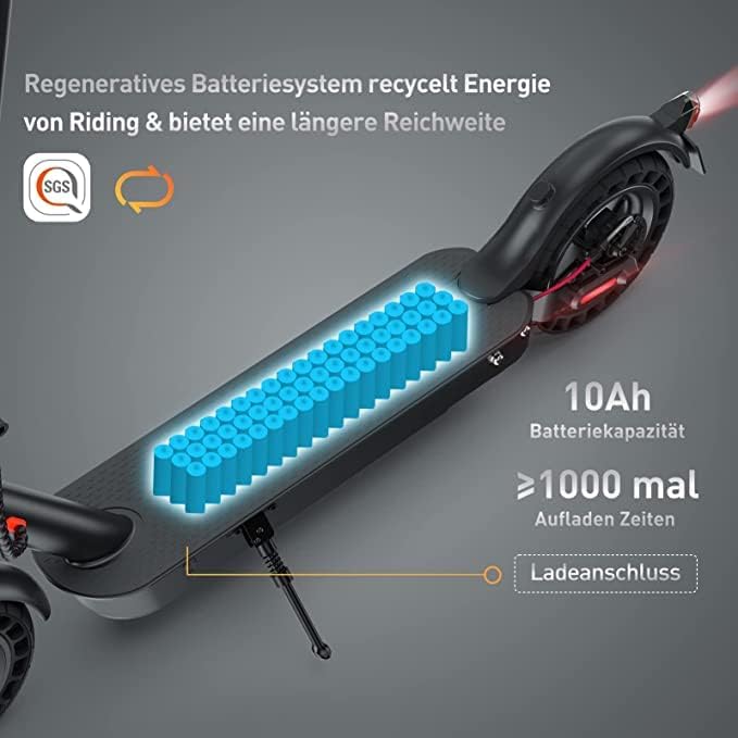 Skuter elektryczny z dopuszczeniem do ruchu drogowego, 10 cali, maks. zasięg 40 km 20 km/h, komfortowa amortyzacja uderzeń, hulajnoga elektryczna do 120 kg, połączenie z aplikacją, wyświetlacz LED,