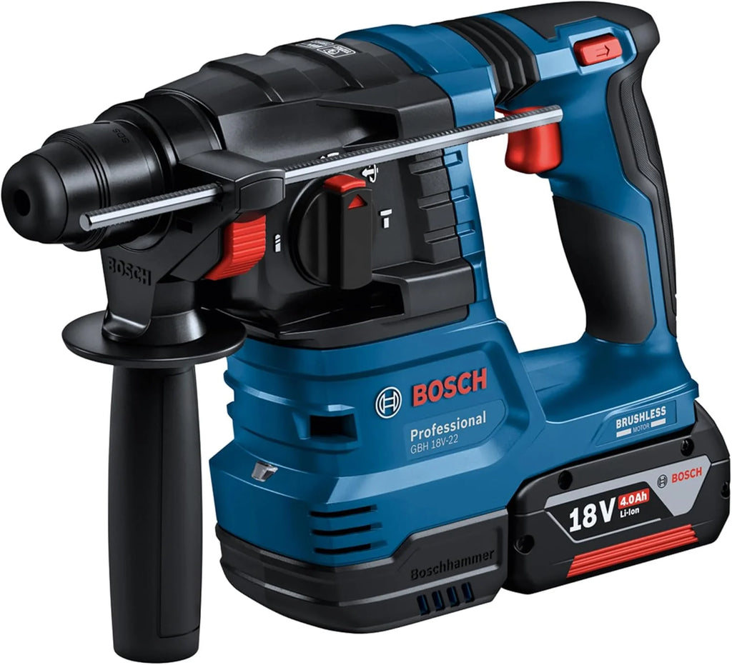 Bosch Professional 18V System Akumulatorowy zestaw Combo: GSB 18V-45 + GBH 18V-22 + GWS 18V-8 (zestaw: 3 akumulatory GBA 18V 4.0Ah, ładowarka GAL 18V-40, torba) – Amazon Exclusive