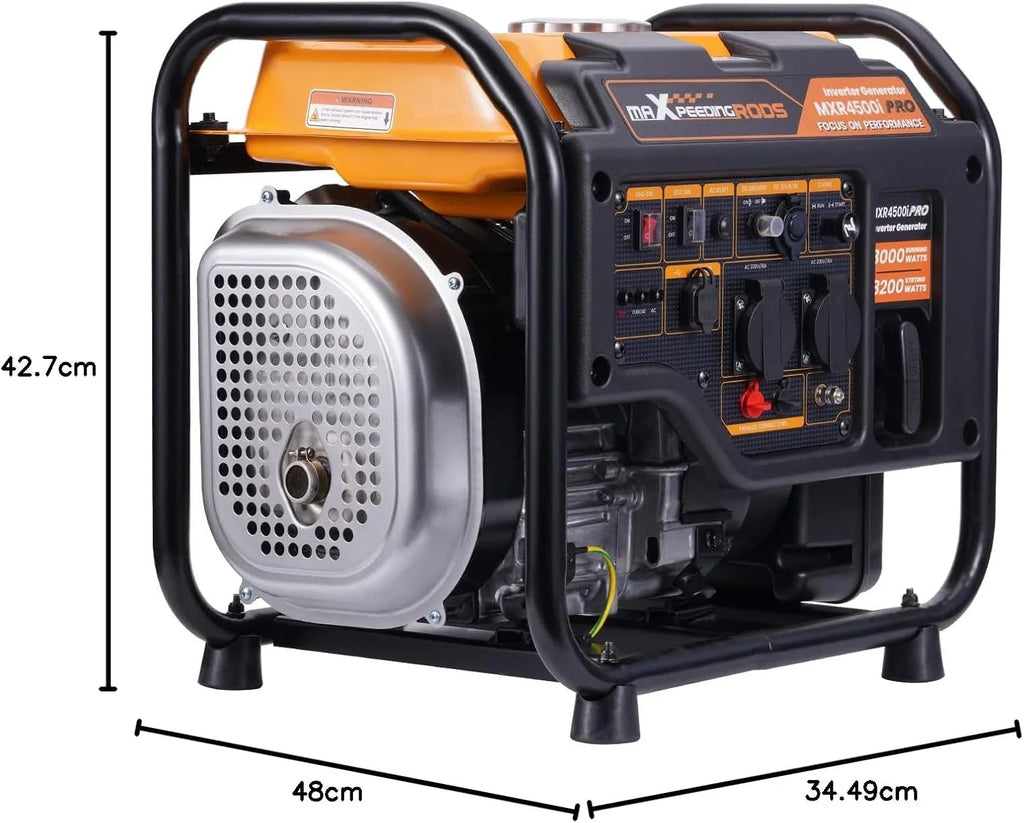Generator inwerterowy 3200 W, benzynowy, 4-suwowy zasilacz awaryjny z funkcją równoległości, z wyjściami AC/DC/USB do ogrodu, miejsca pracy, domu, garażu i wielu innych