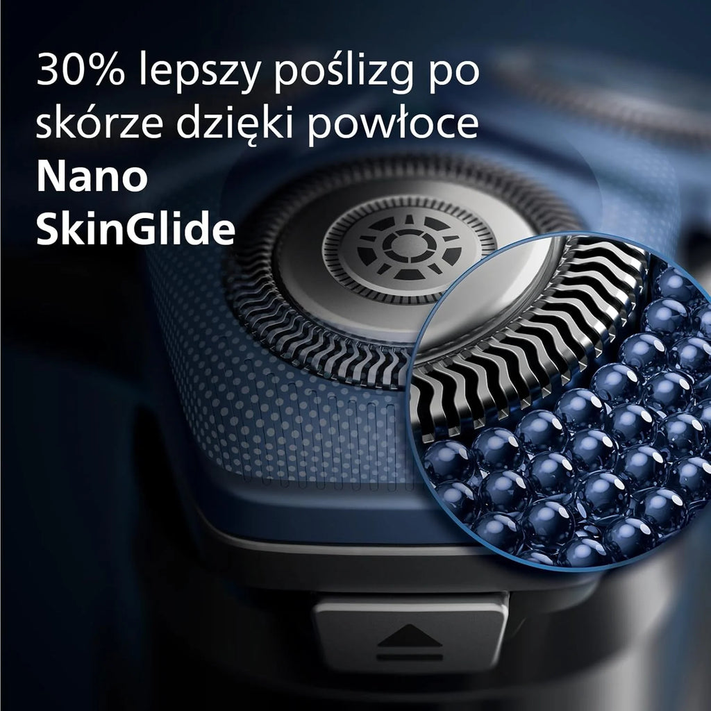 Philips Golarka Series 7000 – golarka elektryczna do golenia na mokro i na sucho z technologią SkinIQ z wysuwanym trymerem, pojemnikiem do szybkiego czyszczenia i wkładem, Philips One Blade