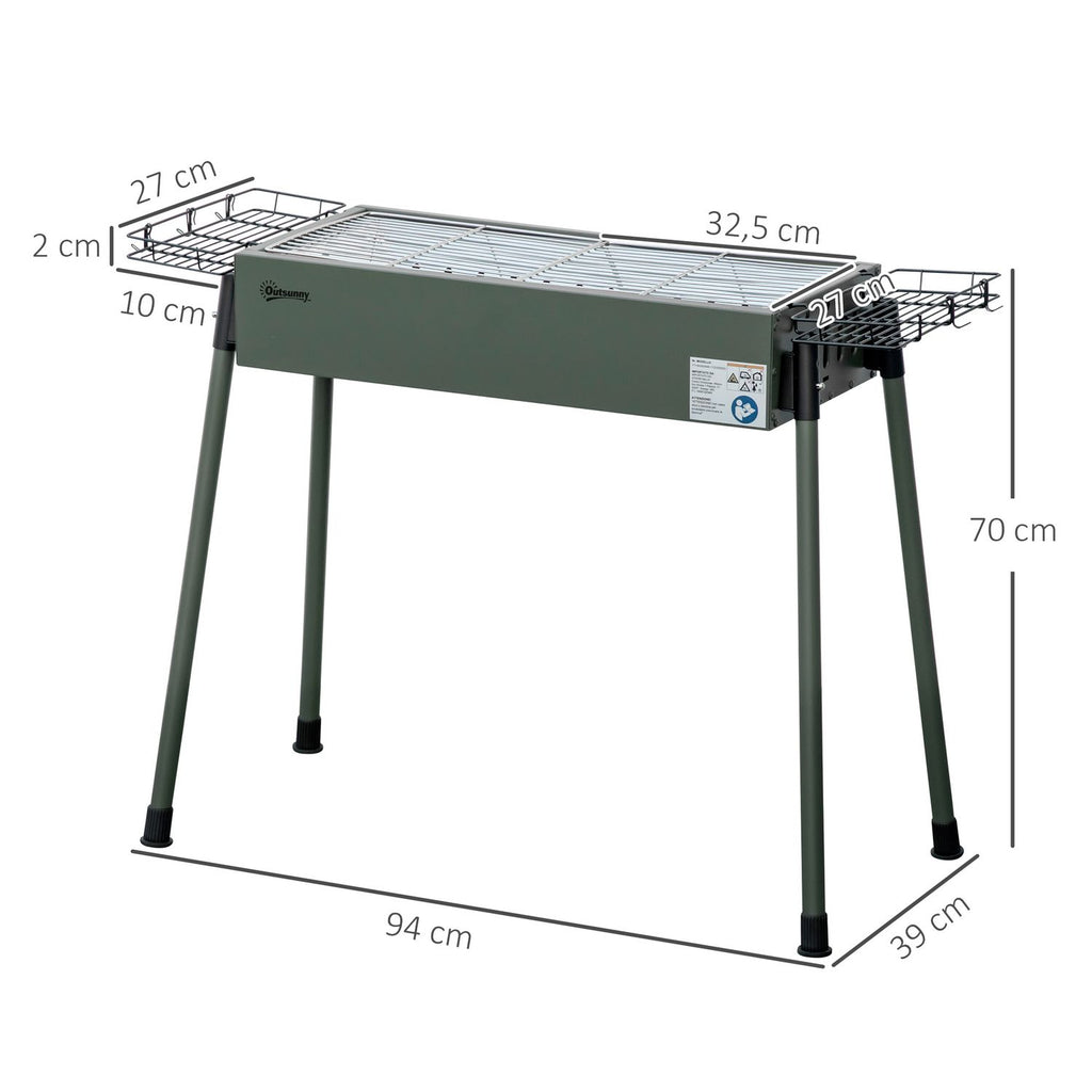 Grill węglowy ze stali nierdzewnej, metalowy, 94x39x70 cm - outsunny.green