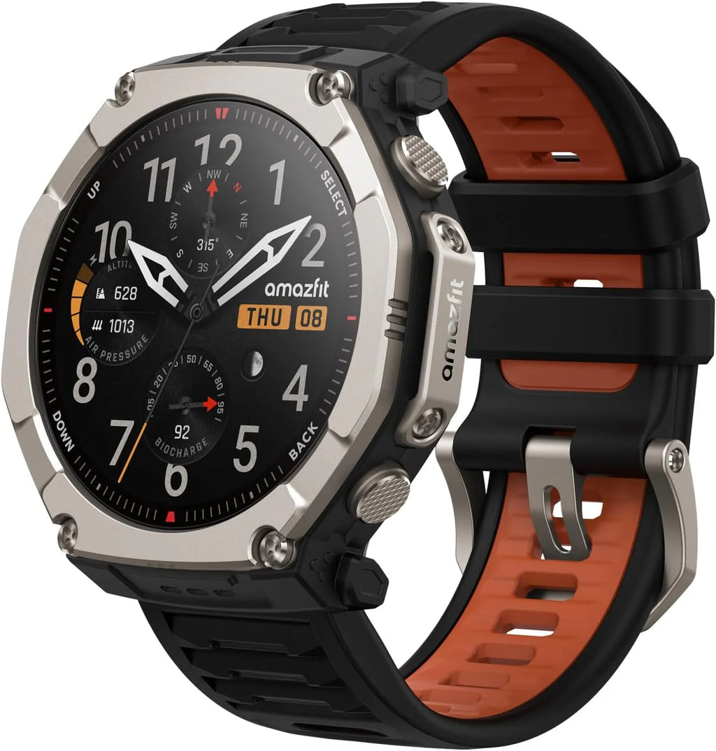 Amazfit T-Rex Ultra 2 Smart Watch Outdoor, podwójny pasek GPS, obudowa tytanu 51 mm, wyświetlacz AMOLED 1,5 szkło szafirowe, latarka, 30 dni autonomii, mapy offline, wodoodporny 10 ATM