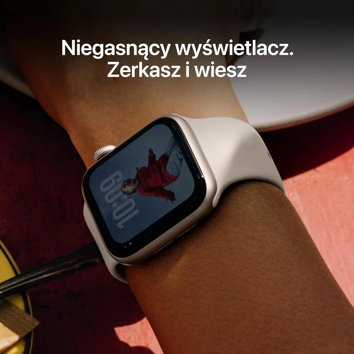 Apple Watch SE 3 GPS 44 mm Smartwatch, koperta z aluminium kolor Północ i Pasek sportowy w kolorze Północ - M/L. Monitor fitness i snu, monitor pracy serca