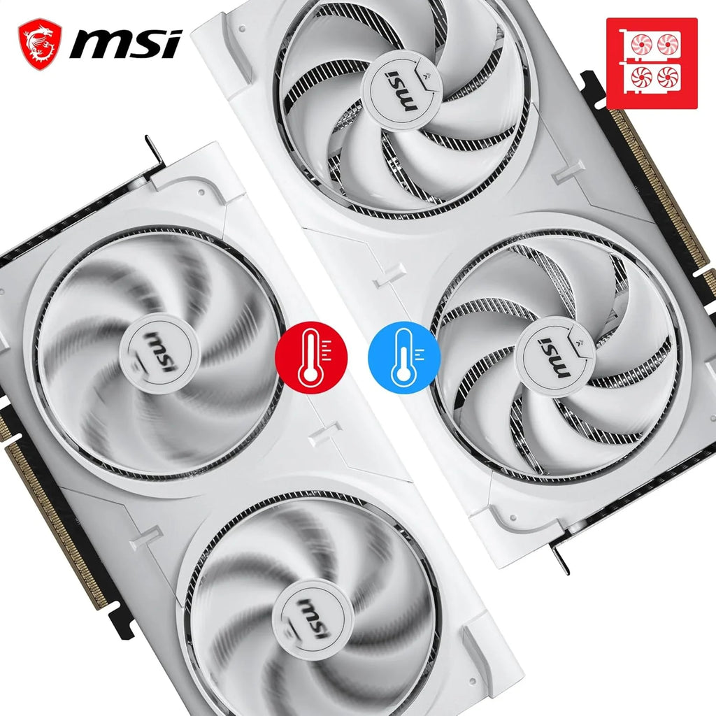 MSI Karta graficzna NVIDIA GeForce RTX 5060 Ti 8G Ventus 2X OC Plus - 8 GB GDDR7 (28 GB/s /128 Bits), PCIe 5.0 - Podwójny wentylator (2 x wentylatory STORMFORCE), HDMI 2.1b, DisplayPort 2.1b