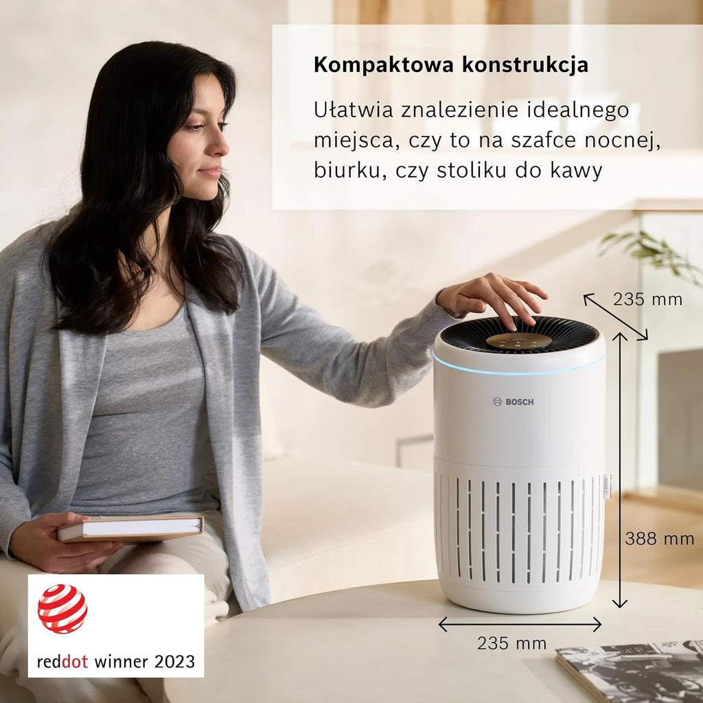 Bosch Air 6000 - Oczyszczacz powietrza — do powierzchni do 125 m² — skutecznie filtruje ponad 99% zanieczyszczeń — Tryb automatyczny oraz uśpienia (< 25 dB(A)) — CADR: 600 m³/h