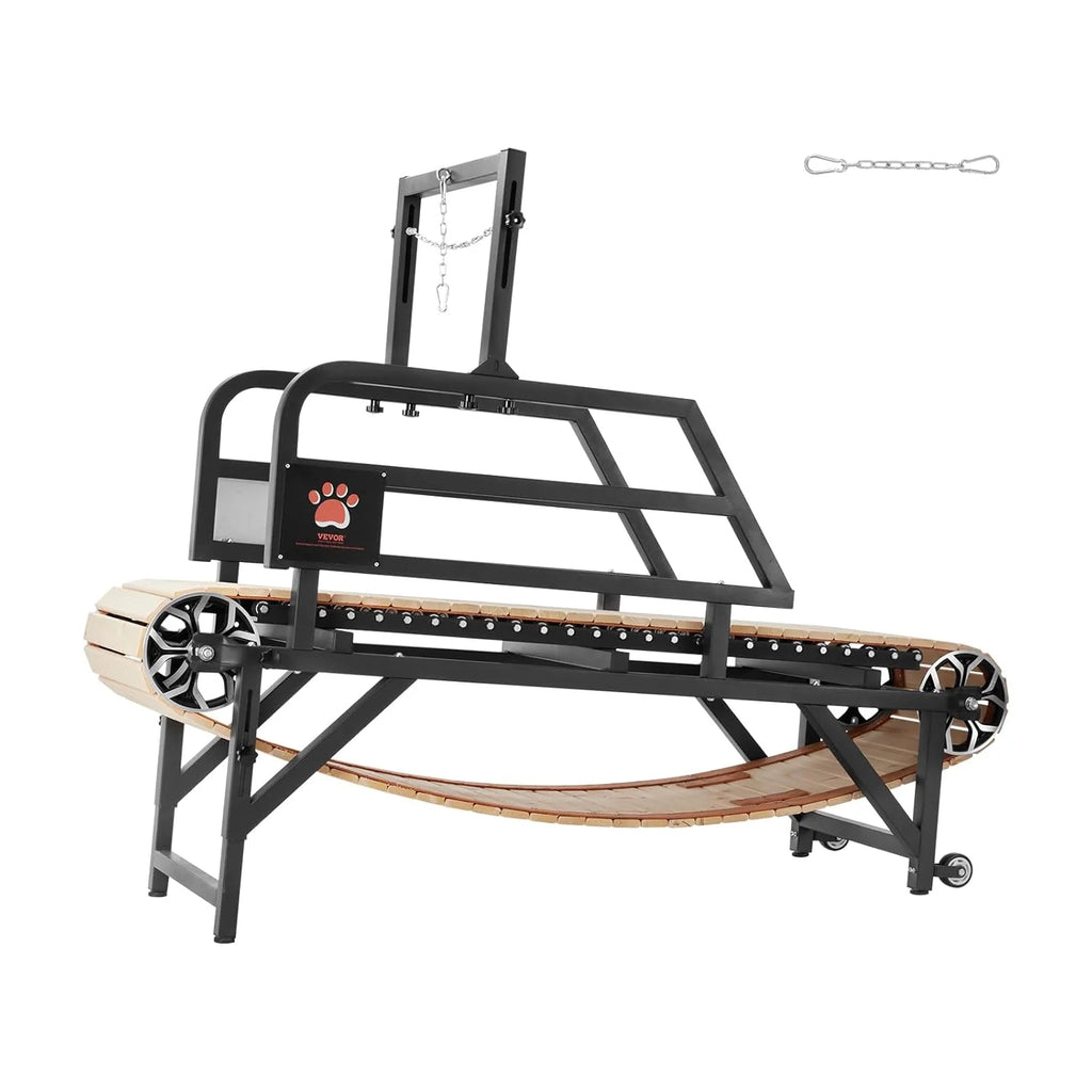 VEVOR Bieżnia dla dużych psów 190 x 56 x 143 cm, nośność 100 kg, maszyna do biegania dla psów z regulowanymi rampami, sprzęt do ćwiczeń dla dużych psów, czarny