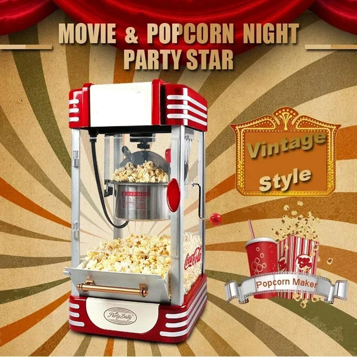 Maszyna do popcornu, komercyjna w pełni automatyczna maszyna do popcornu, elektryczna maszynka do popcornu o dużej pojemności, domowa maszyna do popcornu na gorące powietrze,B