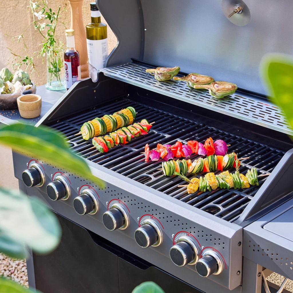Grill gazowy Edmond Black – 6 palników + 1 boczny | Sweeek