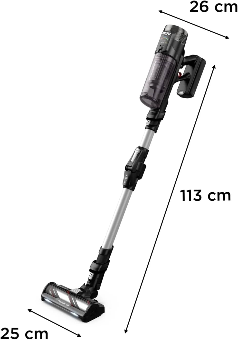 Rowenta X-Force Flex 13.60, bezprzewodowy odkurzacz akumulatorowy, model dla alergików, głęboka siła czyszczenia, przegub elastyczny, 150 W, czas pracy do 60 minut, wyprodukowano we Francji, RH9A36WV