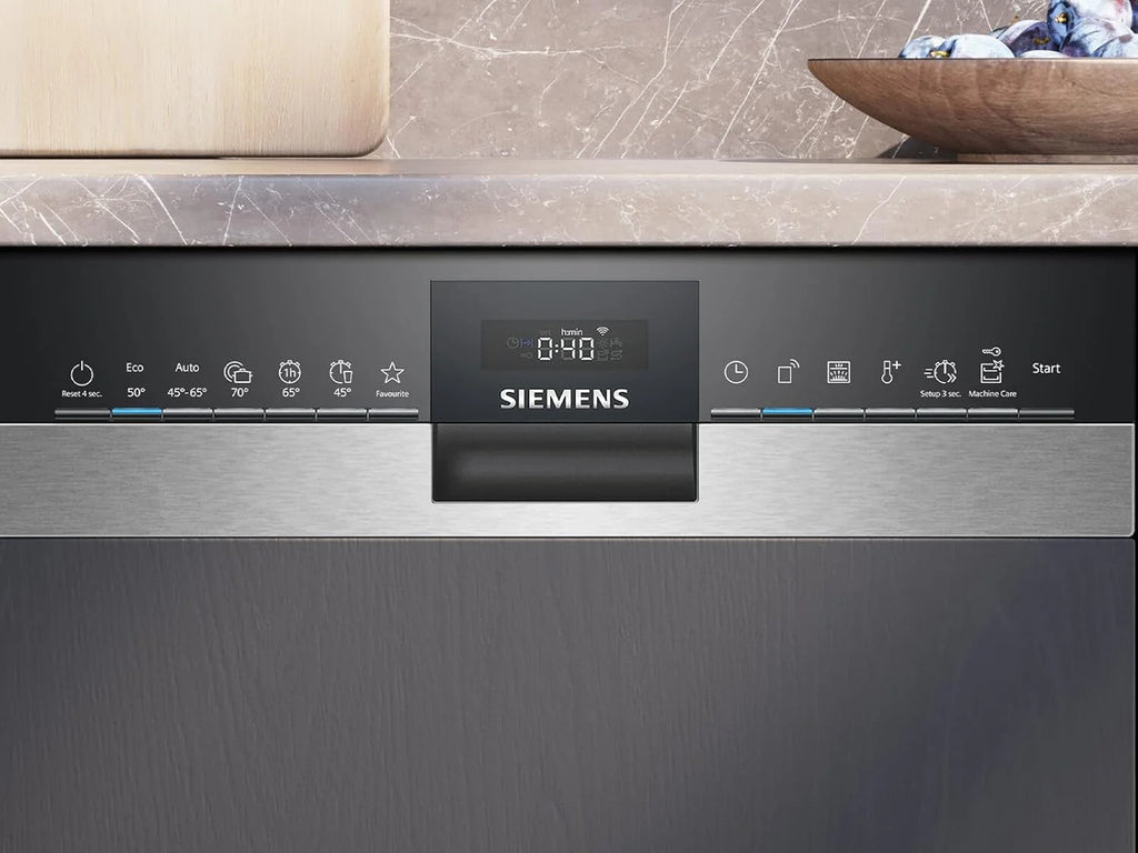 Siemens SR53HS74KE, iQ300, inteligentna, częściowo zintegrowana zmywarka, 45 cm, program Eco 50°C, varioSpeed Plus, kosz górny z regulacją wysokości, rackmatik, zabezpieczenie przed dziećmi