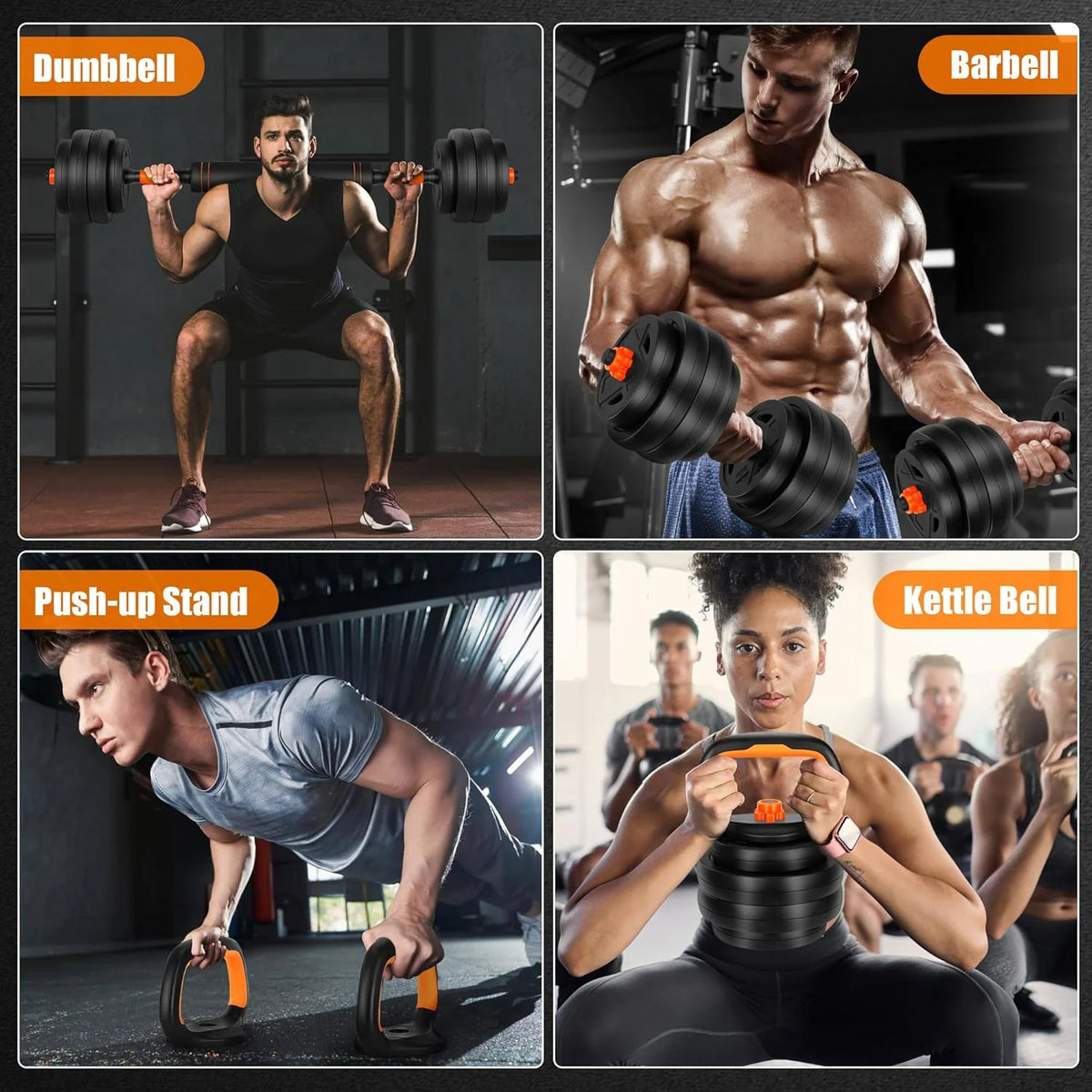 Regulowany zestaw hantli, zestaw hantli 20/30/50/31.8 kg ze złączem, zestaw hantli 4 w 1, używany jako sztanga, kettlebell, stojak push-up, ćwiczenia fitness do domowej siłowni odpowiednie dla