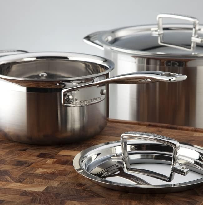 Le Creuset 96209400001000 3-Warstwowy Zestaw Naczyń Ze Stali Nierdzewnej, Srebrny, 5 Sztuk