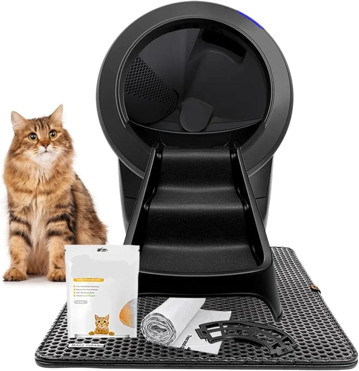 Self Cleaning Cat Litter Box, Includes Litter-Robot 4, 6 OdorTrap Pack Refills, 50 Waste Drawer Liners, Ramp, Mat, Litterbox