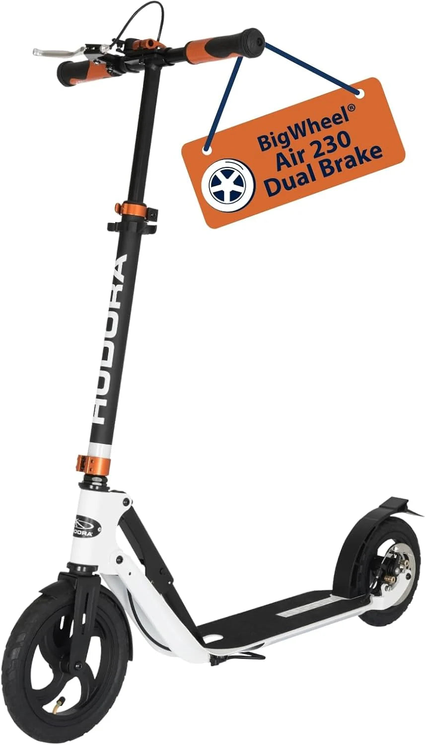 Hudora BigWheel Air Dual Brake hulajnoga pneumatyczna z hamulcem ręcznym, z oponami pneumatycznymi, hulajnoga miejska
