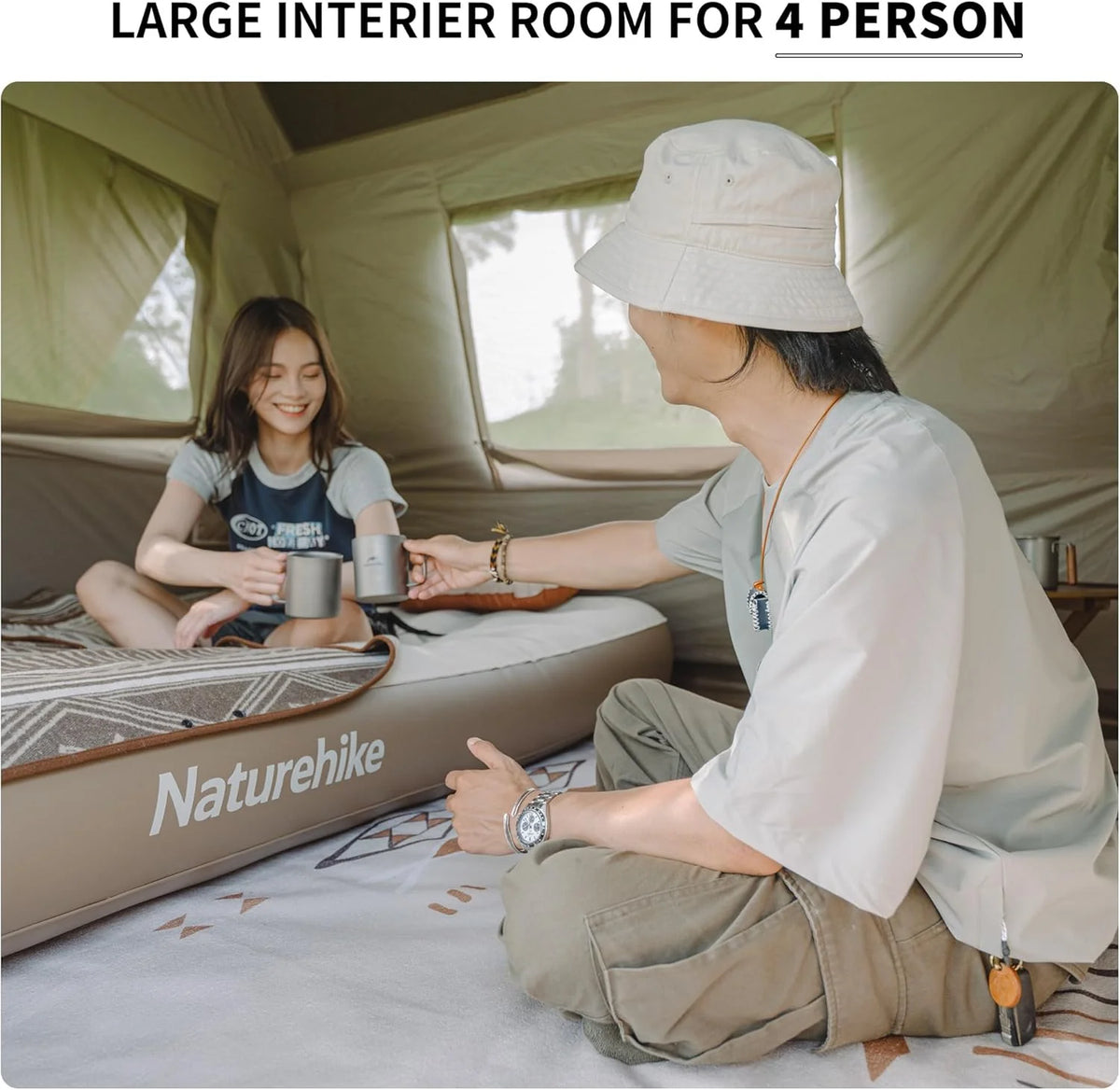 Naturehike Village namiot rodzinny, 13,0㎡ & 6,0㎡ & 5,0㎡, namiot typu pop-up, namiot domowy, kemping, namiot kempingowy dla 2-6 osób, duży namiot tunelowy o wodoodporności 2000 mm słupa wody