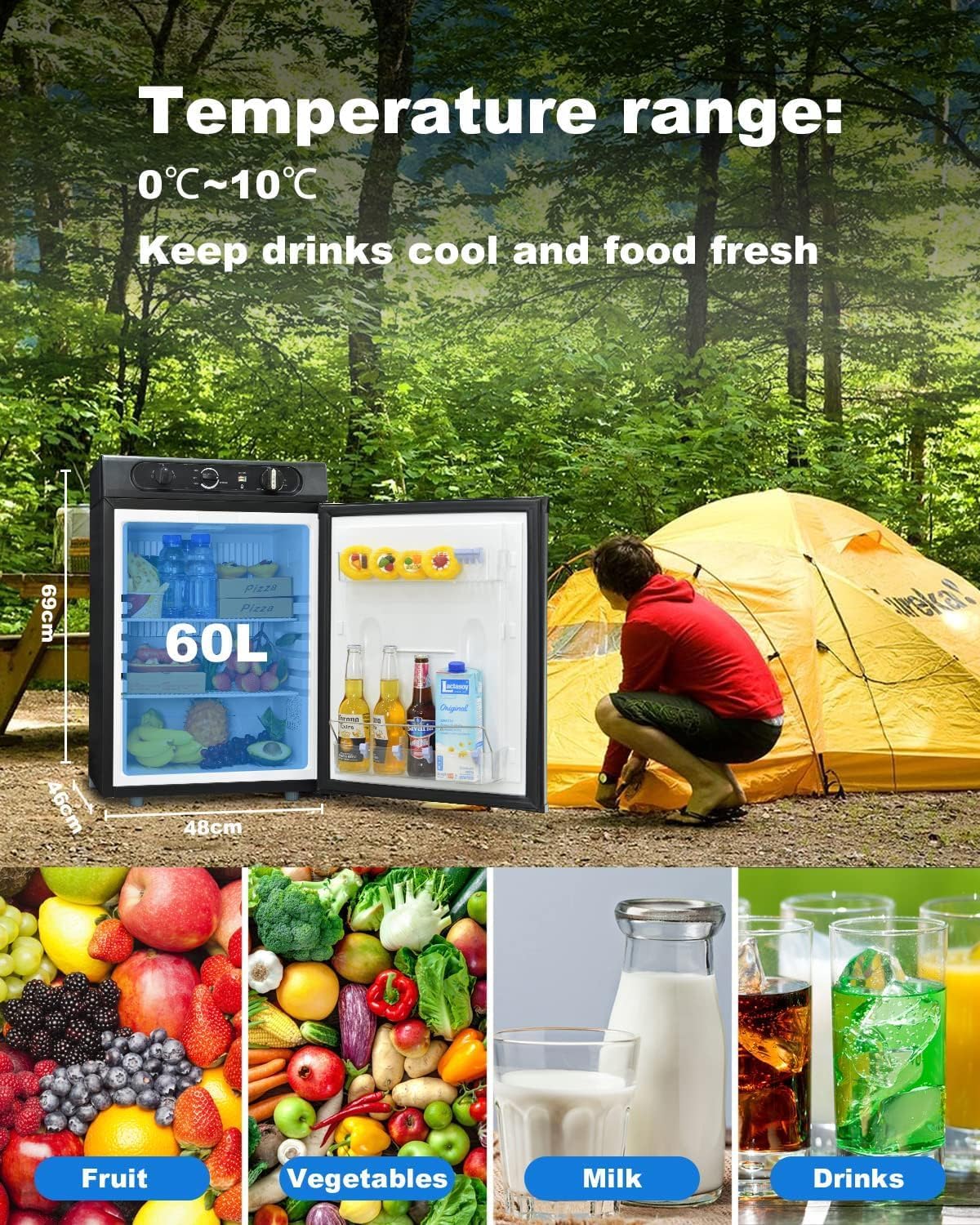 Lodówka Trimixte 60L Lodówka Camping Gaz 12V 220V