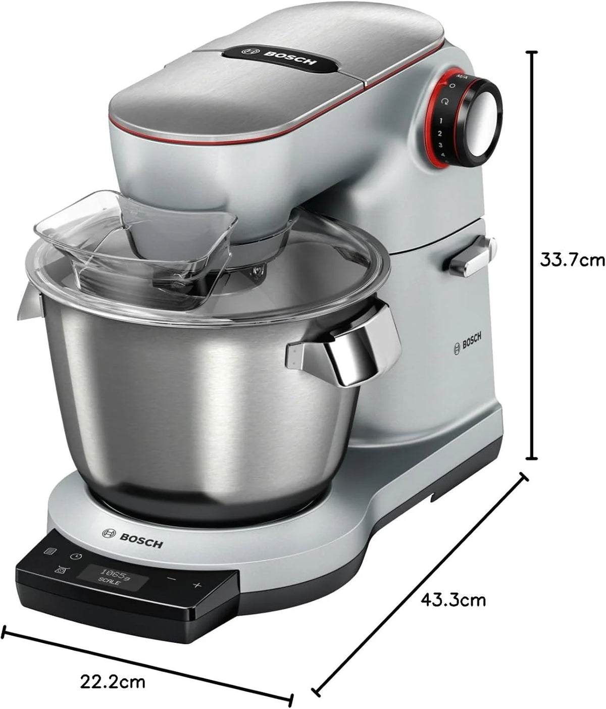 Bosch Robot Kuchenny z Wbudowaną Wagą MUM9AX5S00 Optimum, Tworzywo Sztuczne/Metal, 1600 W, 5,5 l, Srebrny