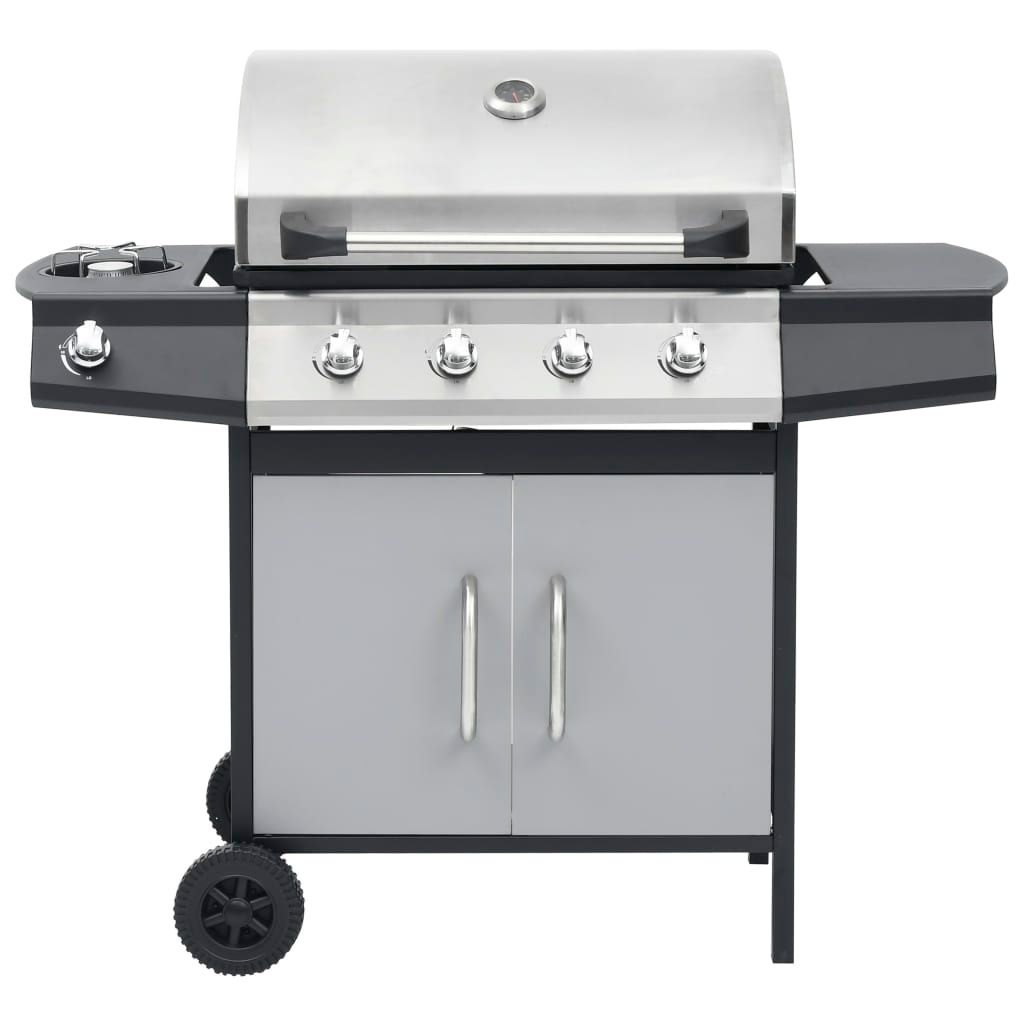 Grill gazowy Vidaxl z 4+1 palnikami, czarno-srebrny