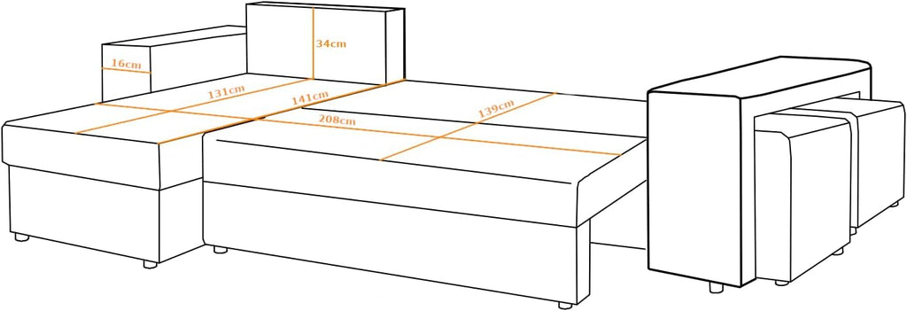 NAWSTOL - Sofa narożna Leon z funkcją spania i skrzynią na pościel – nowoczesna sofa do salonu – możliwość montażu z lewej lub prawej strony (szara + biała sztuczna skóra)