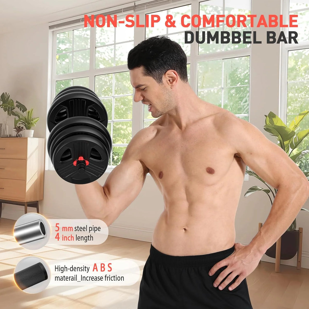 UKEEP Regulowany zestaw hantli, 20/30/40/60/36.3 kg zestaw z łącznikiem 2 zamiennych na sztangę, ćwiczenia fitness do domowej siłowni odpowiednie dla mężczyzn/kobiet