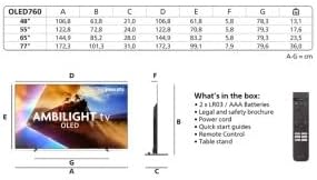 Philips Ambilight 48OLED760 4K OLED Smart TV - 48-calowy wyświetlacz z silnikiem P5 AI Perfect Picture Engine Ultra HD, Titan OS, Dolby Vision i Atmos Sound - kompatybilny z Alexa i asystent głosowy