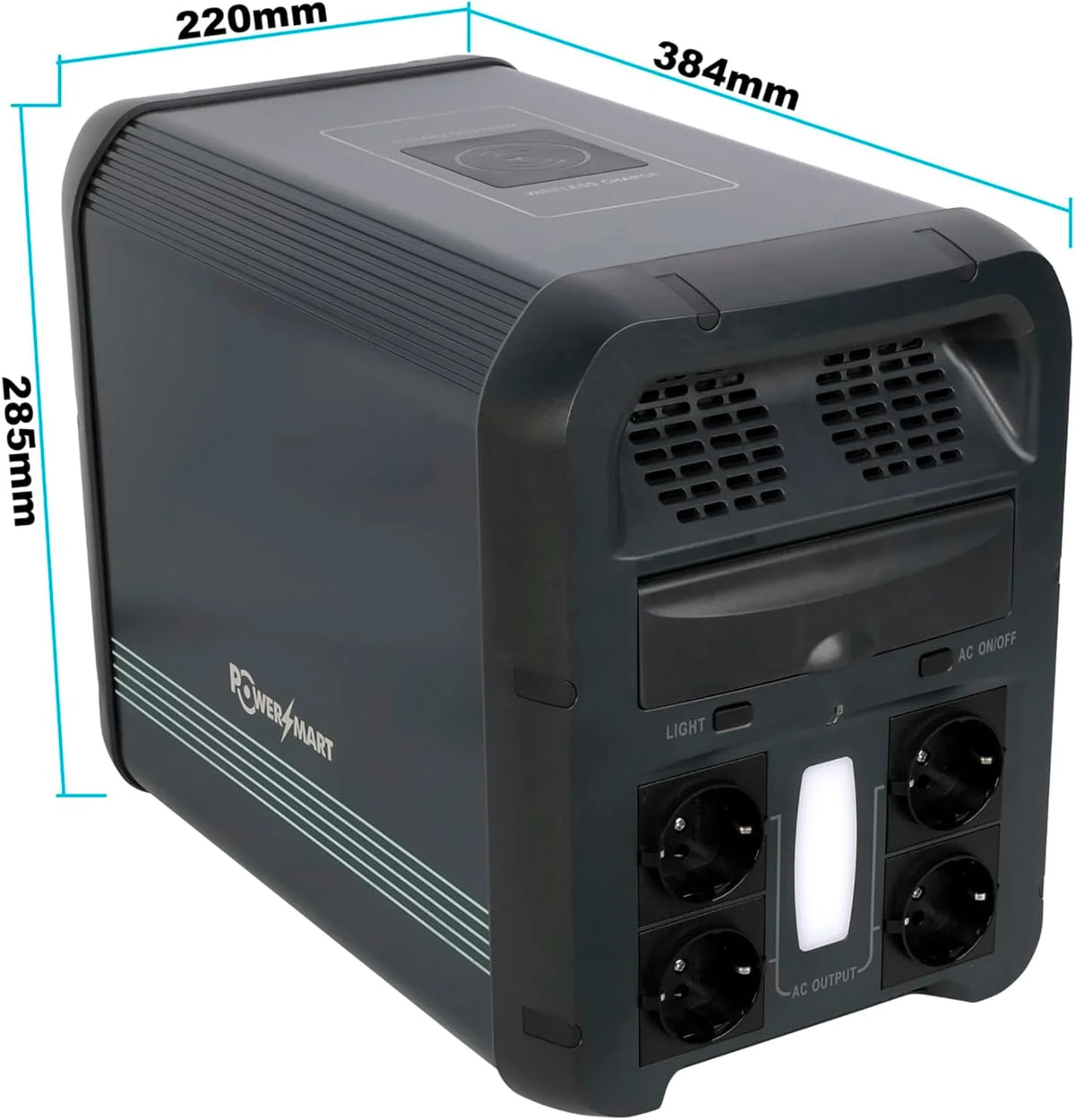 PowerSmart LiFePO4 przenośna stacja zasilająca 2160 Wh, 2200 W (4400 W Peak), generator solarny na kemping i do podróży kempingowych
