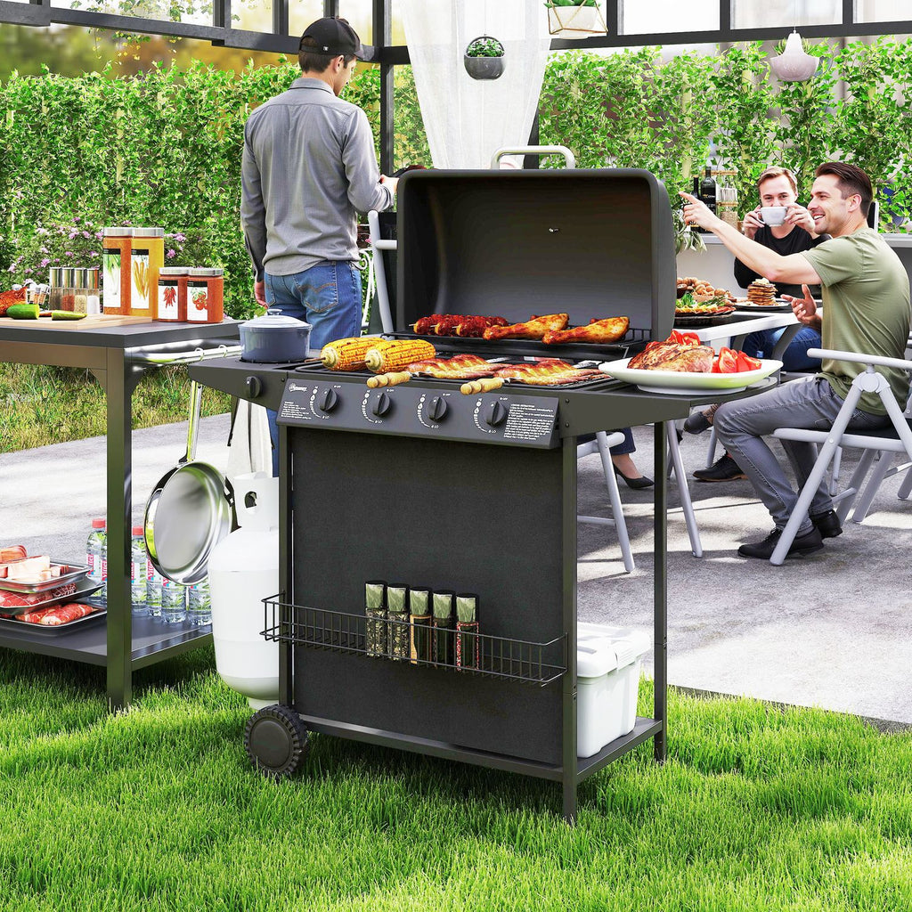 Grill gazowy ze stali ABS 121x54x97 cm - Outsunny. Czarny