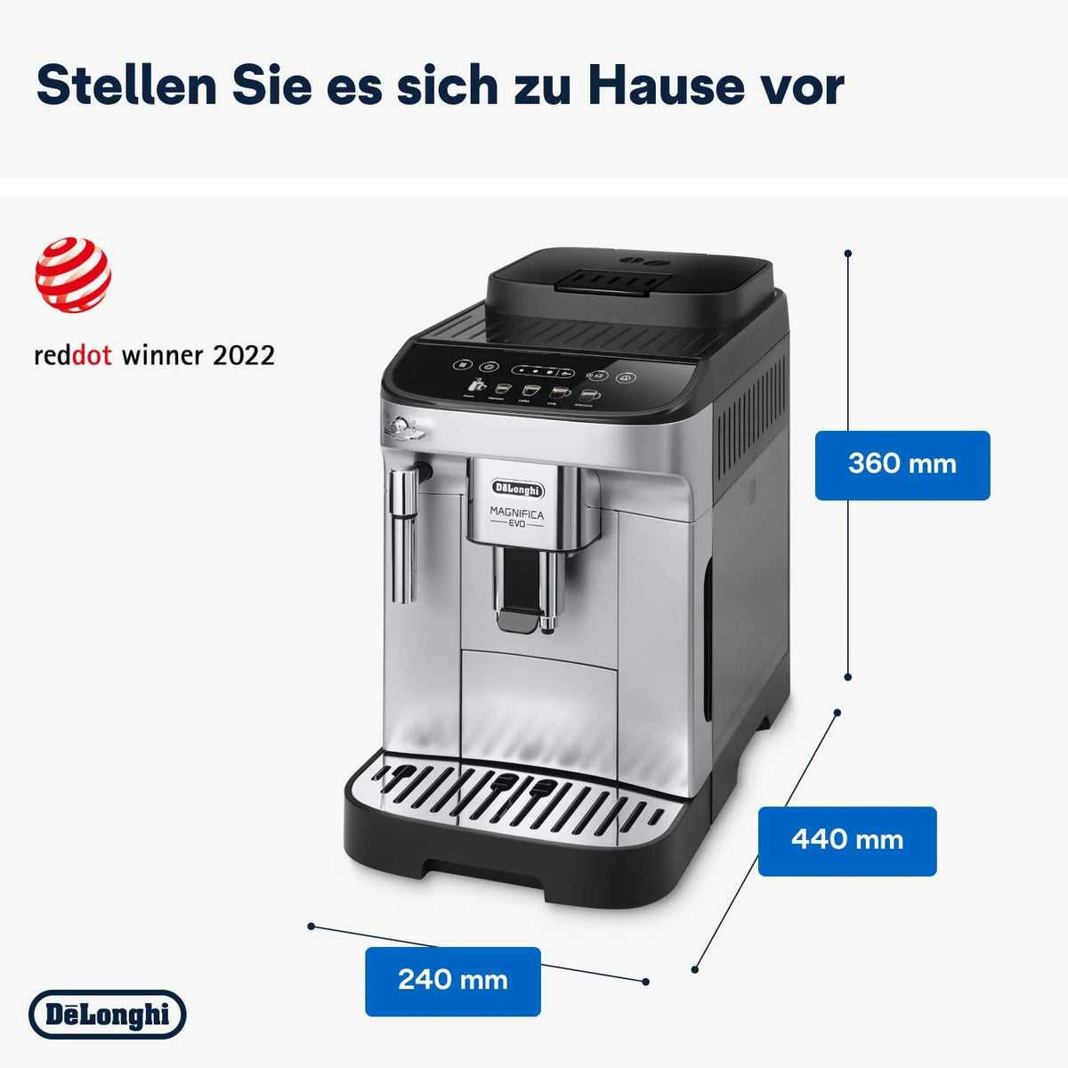 De'Longhi Magnifica Evo Ecam 292.81.B W Pełni Automatyczny Ekspres do Kawy z Dyszą do Spieniania Mleka, 7 Przycisków do Różnych Rodzajów Kaw, Intuicyjny Panel Sterowania, 2 Filiżanki, Czarny