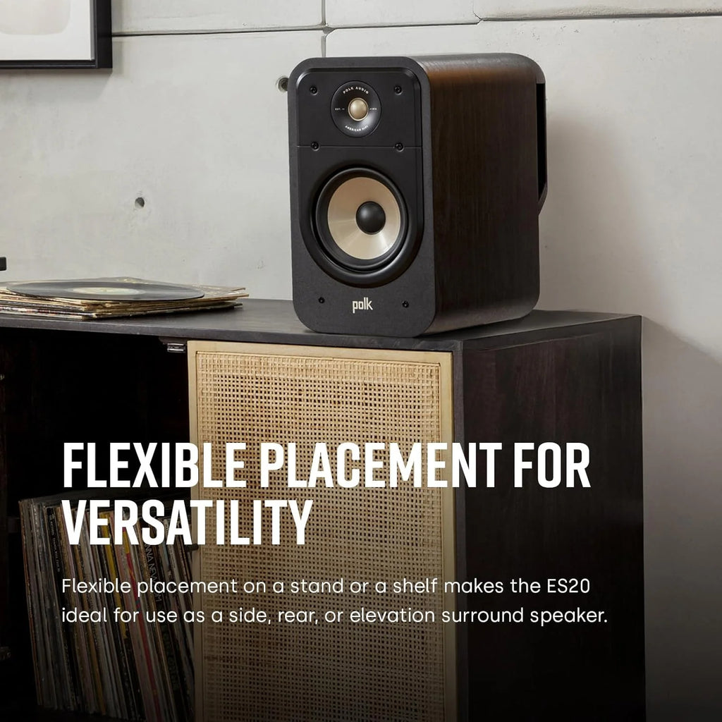 POLK AUDIO Signature Elite ES20 głośniki do regału na książki, głośników stereo, głośników Hi-Fi, certyfikat Hi-Res, kompatybilne z Dolby Atmos i DTS: X (para 2 szt.) - czarne