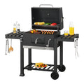 Grill węglowy Arnad z 2 stalowymi półkami 105x135x48cm - czarny [casa.pro]
