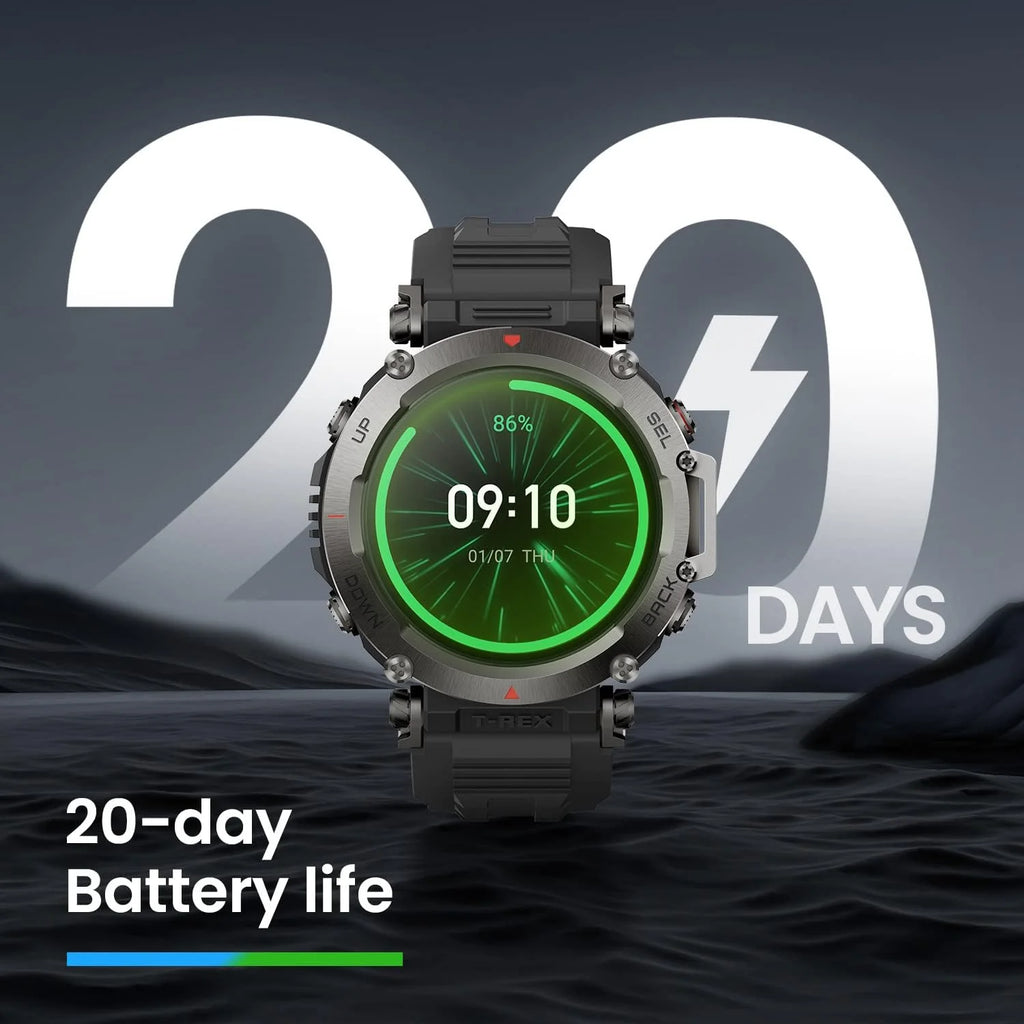 Outdoorowy smartwatch Amazfit T-Rex Ultra 47 mm, dwuzakresowy GPS